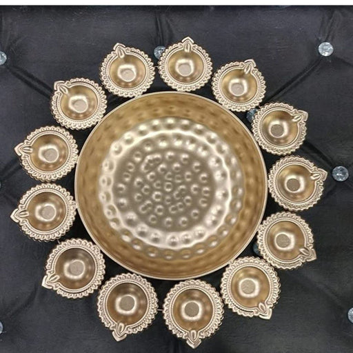 Diwali Diya Set, Pooja Lamps, Hammered Bowl, Traditional Diyas, Festive Lighting