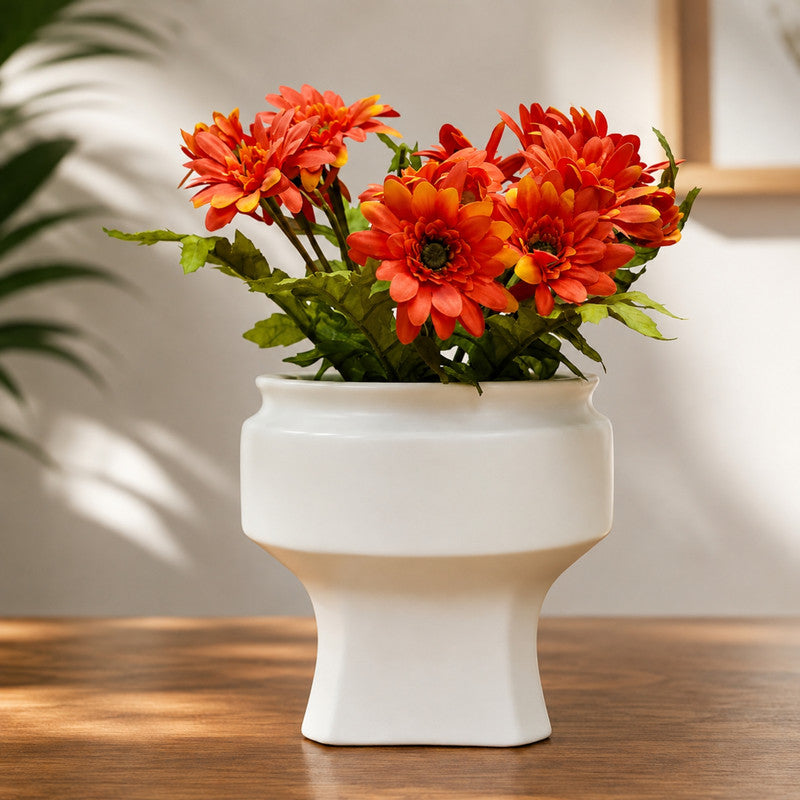 White Ceramic Planter Pot for Indoor Plants and Home Decor