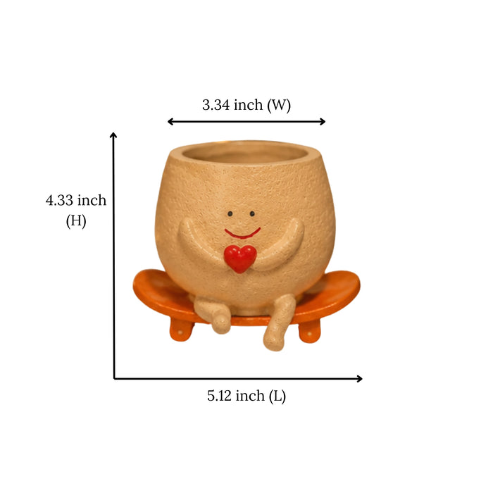 Smiley Face Head Planter for Indoor Plants,- Material Resin