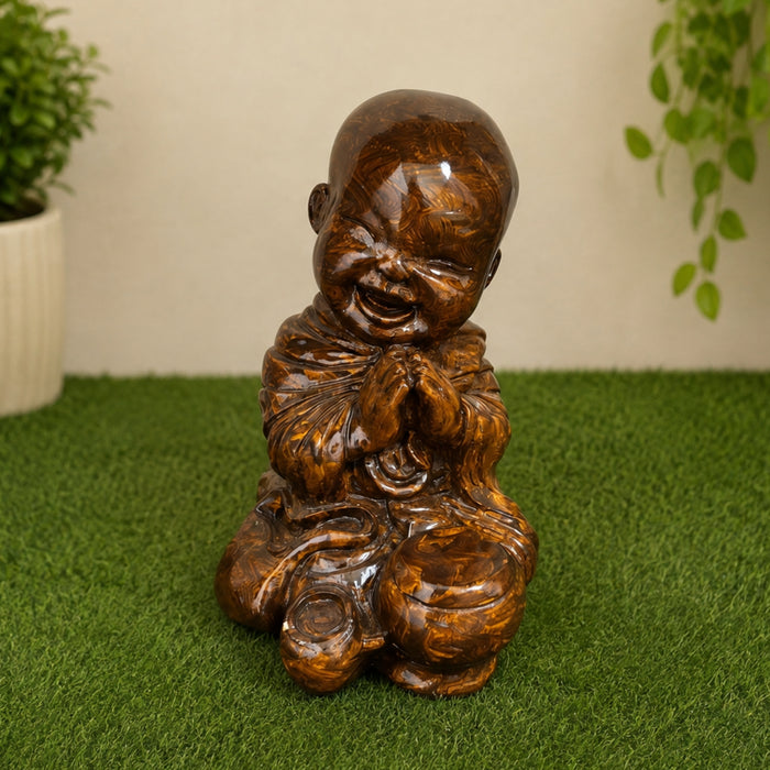 Handcrafted 13-Inch Decorative Smiling Monk