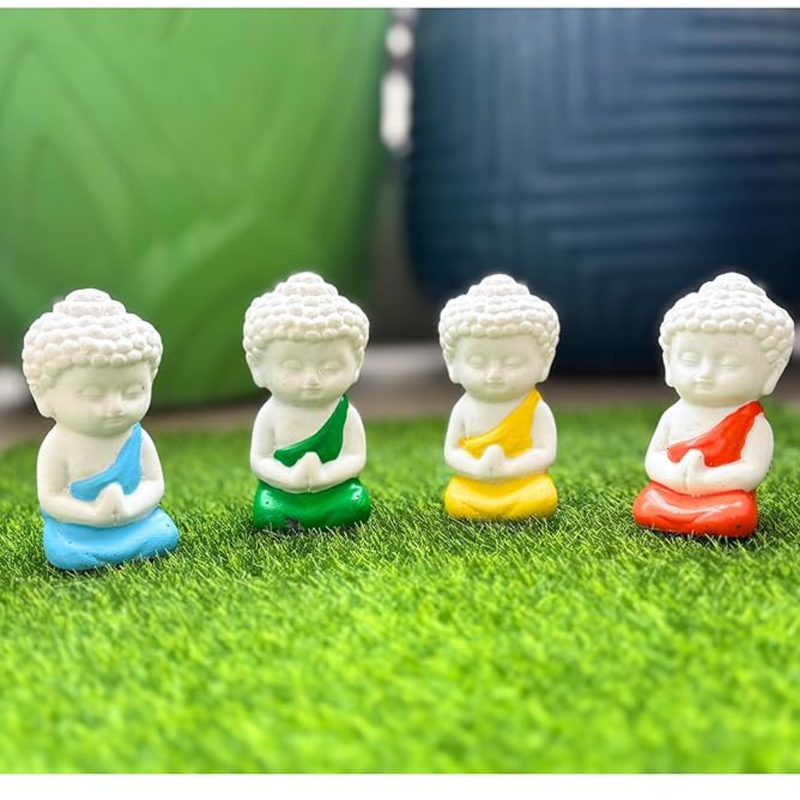 Set of 4 Mini Monk Buddha Statues