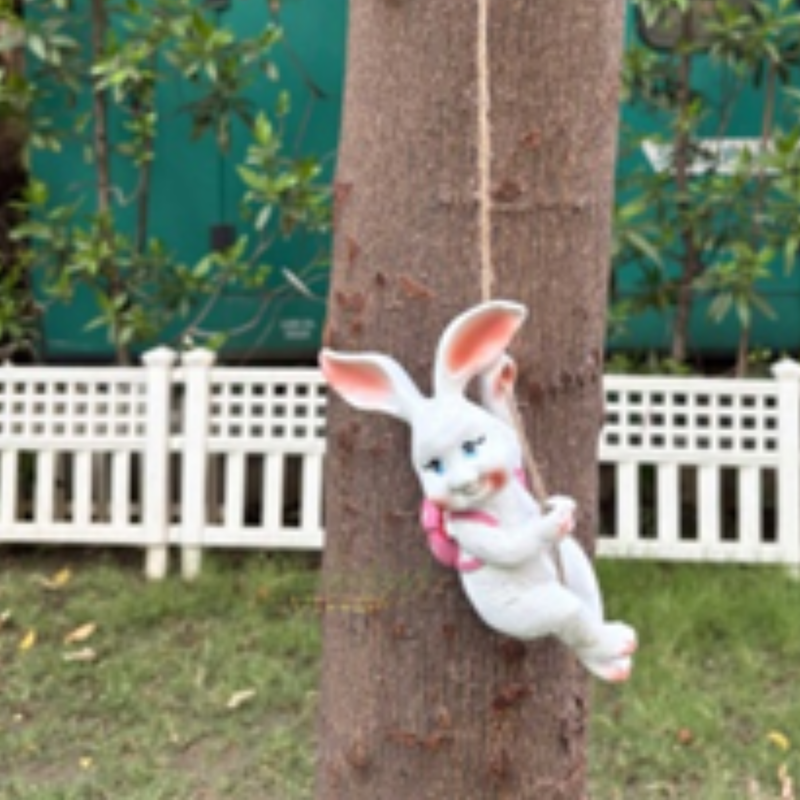 pink & white Hanging Bunny Figurine|