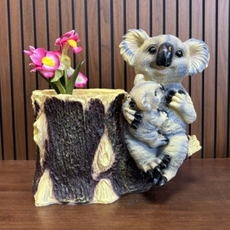 Mother and Baby Decorative Koala wih Trunk Pot