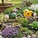 Set of 2 green and yellow ladybug garden stakes