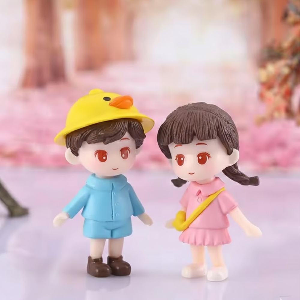 Kindegarden Kids (Pink and Blue) Couple Miniature | Figurine for Doll House , Crafts | Shelf Décor | Resin home décor | gift items- 1x0.5x2 inch boy & girl