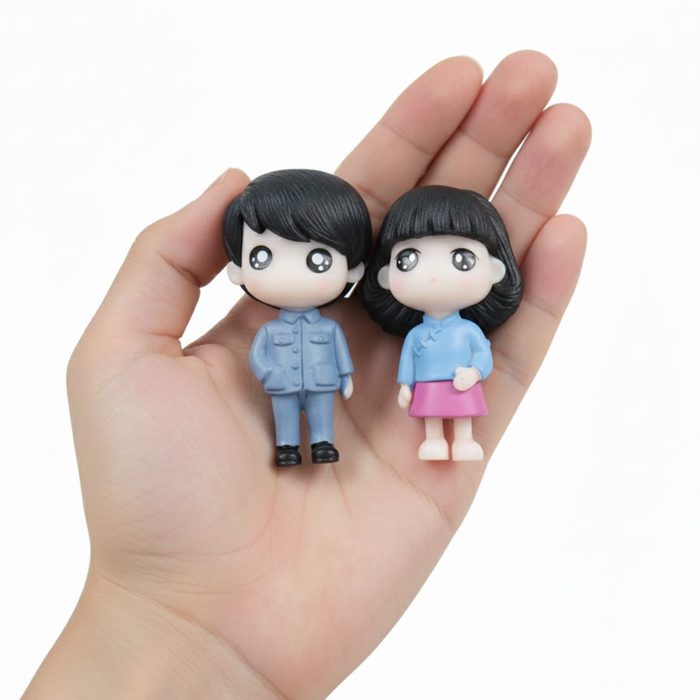 Formal Couple Miniature (Set of 2)| Figurine for Car dashboard | Fairy Garden Accessory| Doll House|For Gifting Purpose|Shelf Decor|Showpiece-Boy:1 x 1 x 2, Girl:1 x 0.7 x 2 inches
