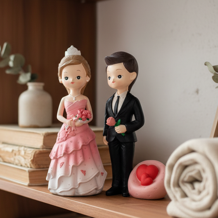 Wonderland Hand-Painted Romantic Marriage Couple Figurine Set