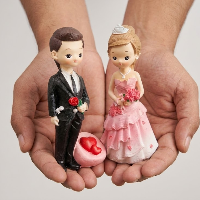 Wonderland Hand-Painted Romantic Marriage Couple Figurine Set