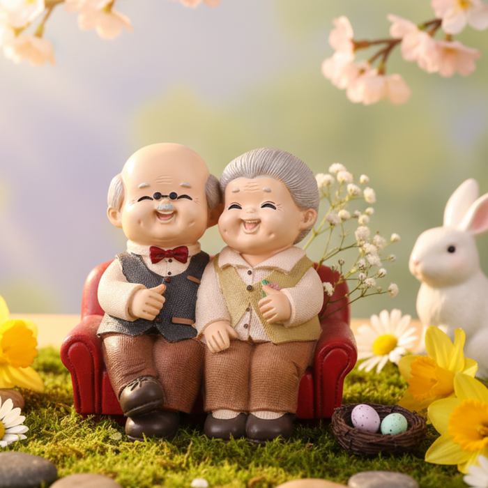 Wonderland Handcrafted Elderly Couple Figurine