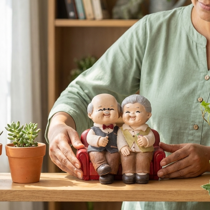 Wonderland Handcrafted Elderly Couple Figurine