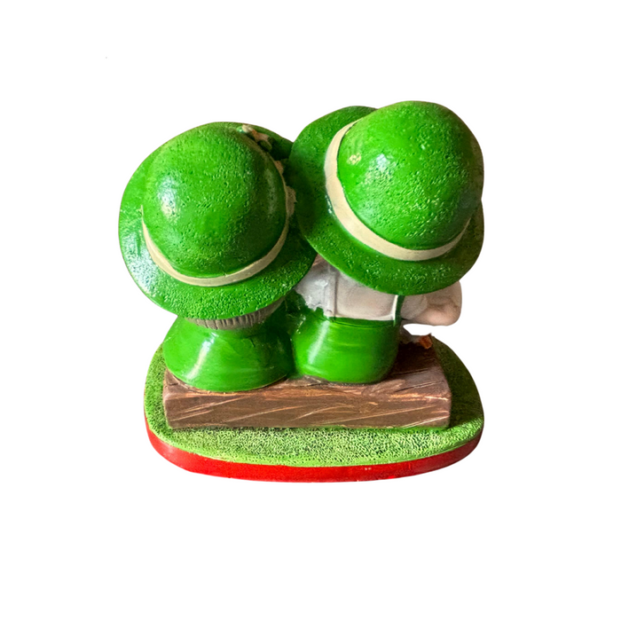 Wonderland Whimsical Garden Couple Sitting Figurine – Hand-Painted Miniature Boy and Girl with White Duck and Pumpkin – Pastoral Home Decor Statue-4.5x2.6x4.5 inch