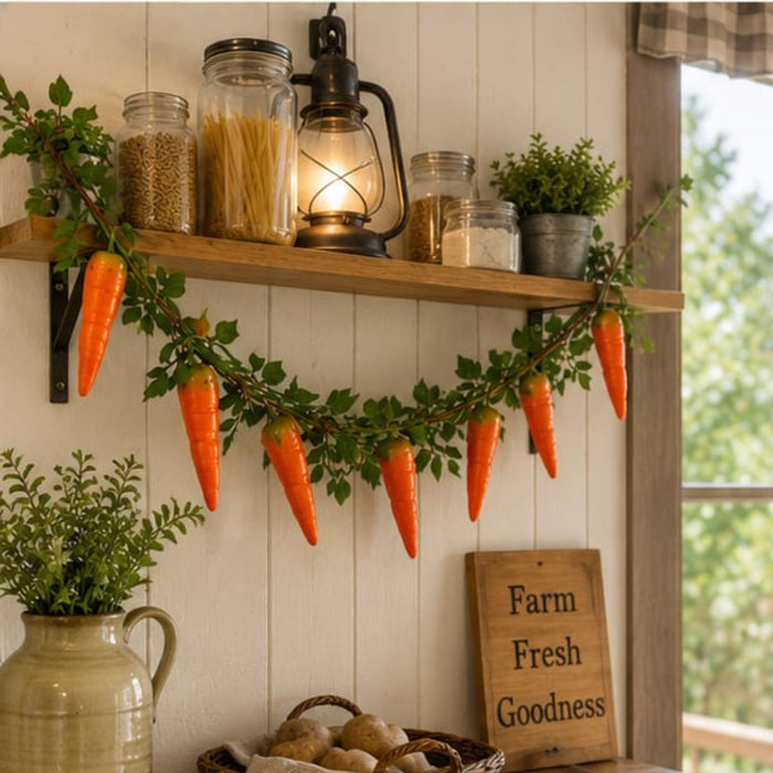 Set of 2 Artificial Carrot Hanging Garlands