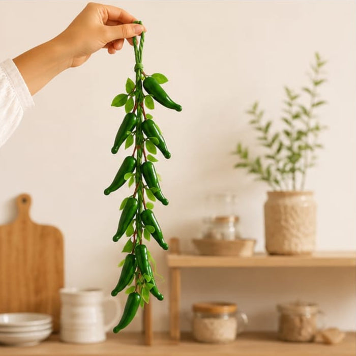 Artificial Real Looking Green Chillies String (Set of 2)