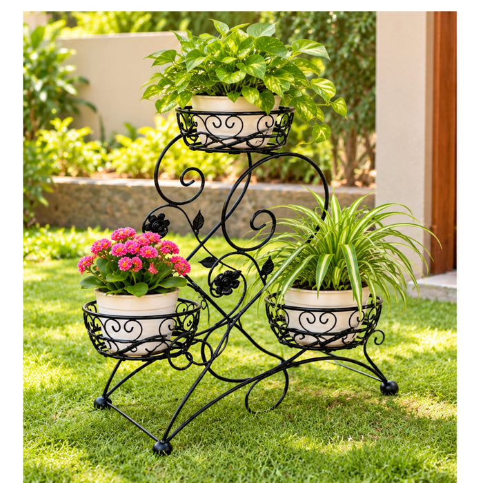 3-Tier Black Metal Plant Stand