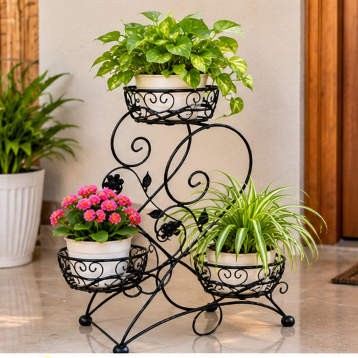 3-Tier Black Metal Plant Stand
