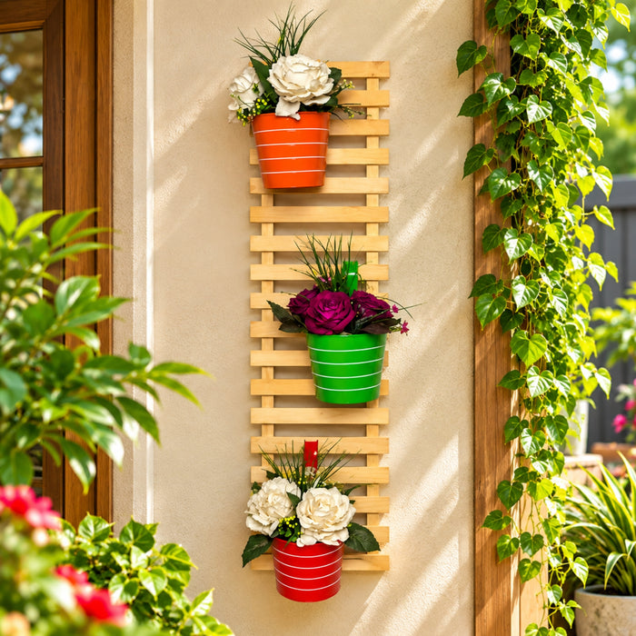 Wooden Hanging 5 feet Wall Frame/Planter Stand for Home & Garden