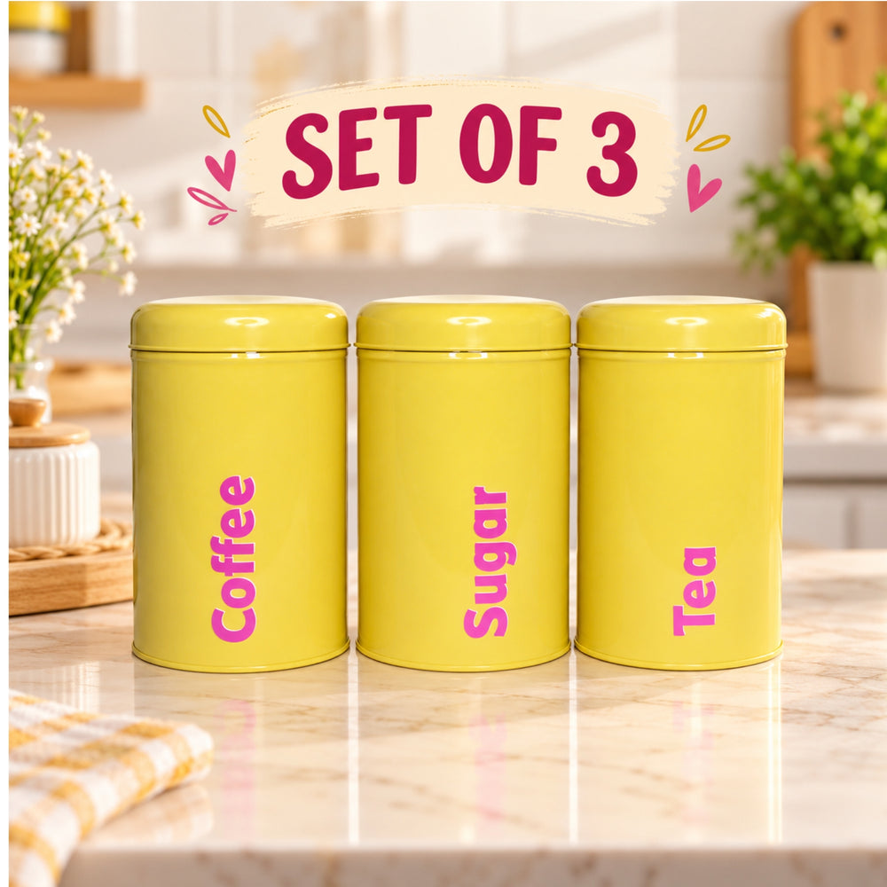 Tea Coffee Sugar Canisters Kitchen: Set of 3