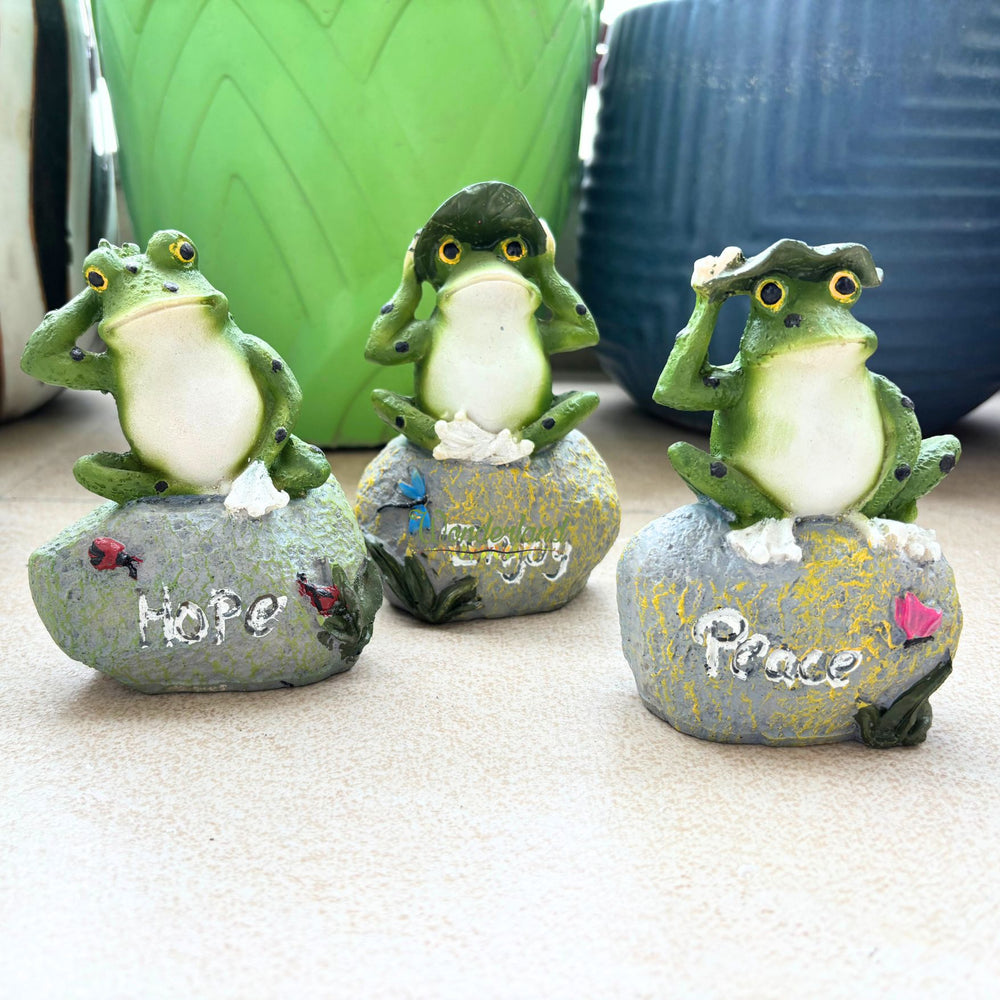 3-Piece Zen Frog Garden Statues