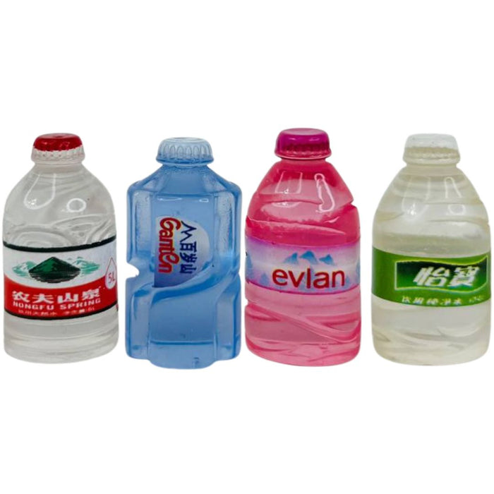 Wonderland Miniature Dollhouse Water Bottle Set (4-Pack) - Realistic Mini Food Drink Accessories for DIY craft & Decor