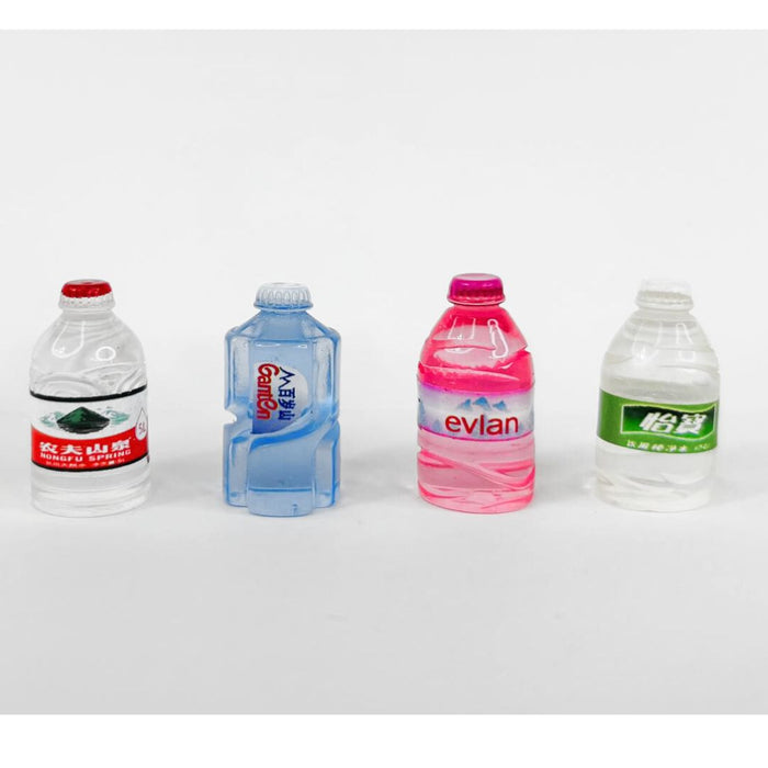 Wonderland Miniature Dollhouse Water Bottle Set (4-Pack) - Realistic Mini Food Drink Accessories for DIY craft & Decor