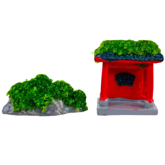 Wonderland set of 2- Mini Figurine: Traditional Asian-Inspired Dwelling| Lanscape miniature for DollHouse, DIY Craft Emblishments