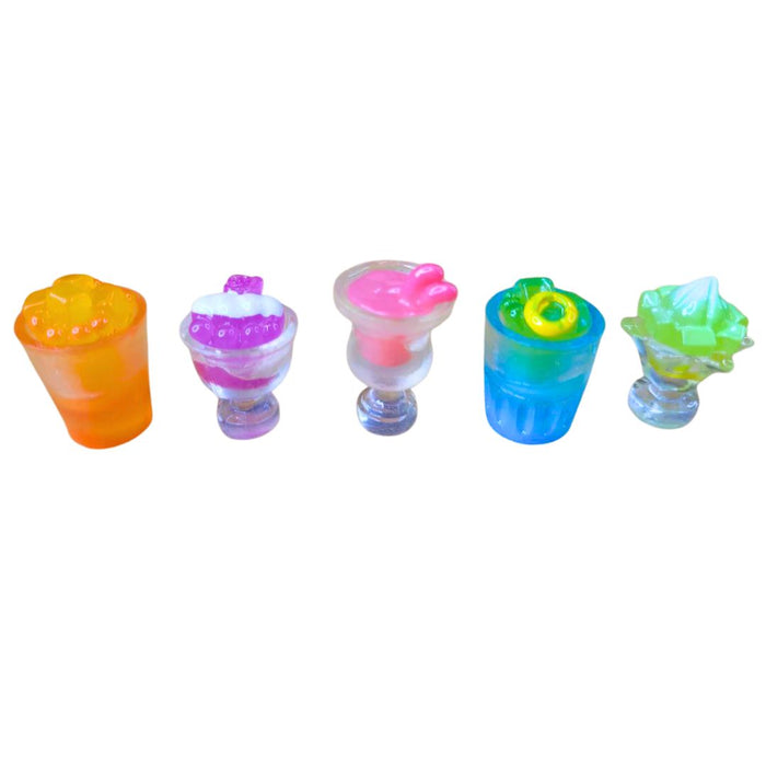 Wonderland Miniature Fruit Juice Set| Decorative Artificial Resin Food drink for Dollhouse| mini fake toy food drink miniature set