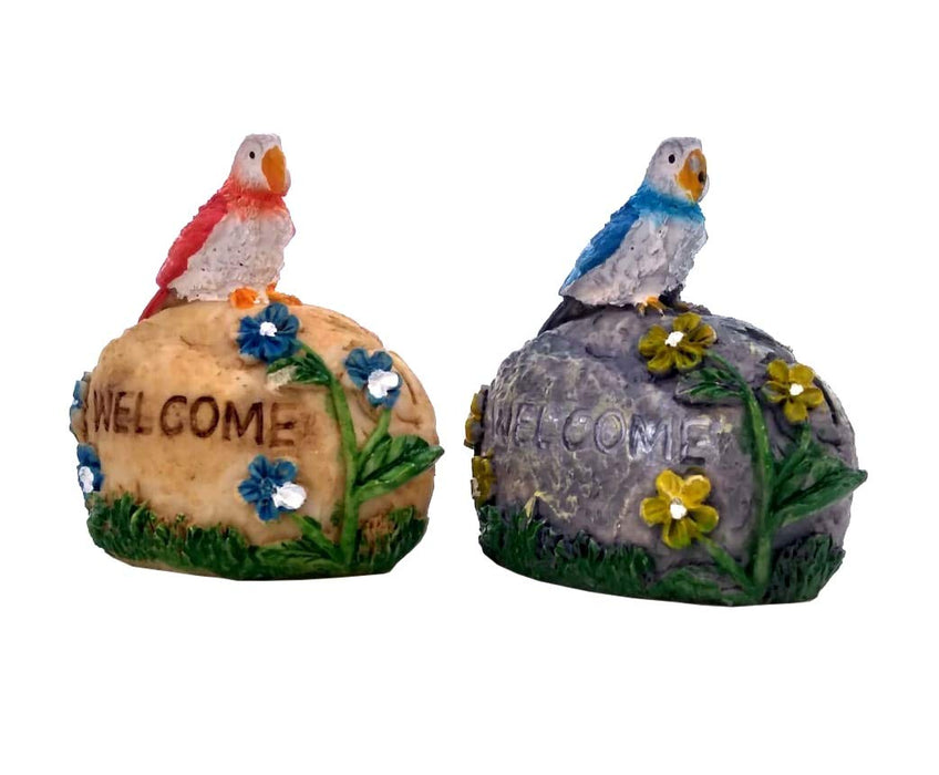 ( 2 Pc/Set) Bird on Rock Set Garden/Bonsai Miniature for Landscape