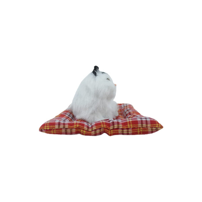 White and Grey Small Size Sleeping Real Looking Cat with mat for Home Decor