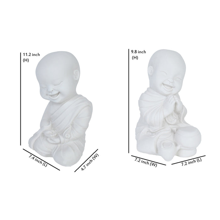 (Set of 2) Sitting Baby Monks Statue for home  and Garden Decor