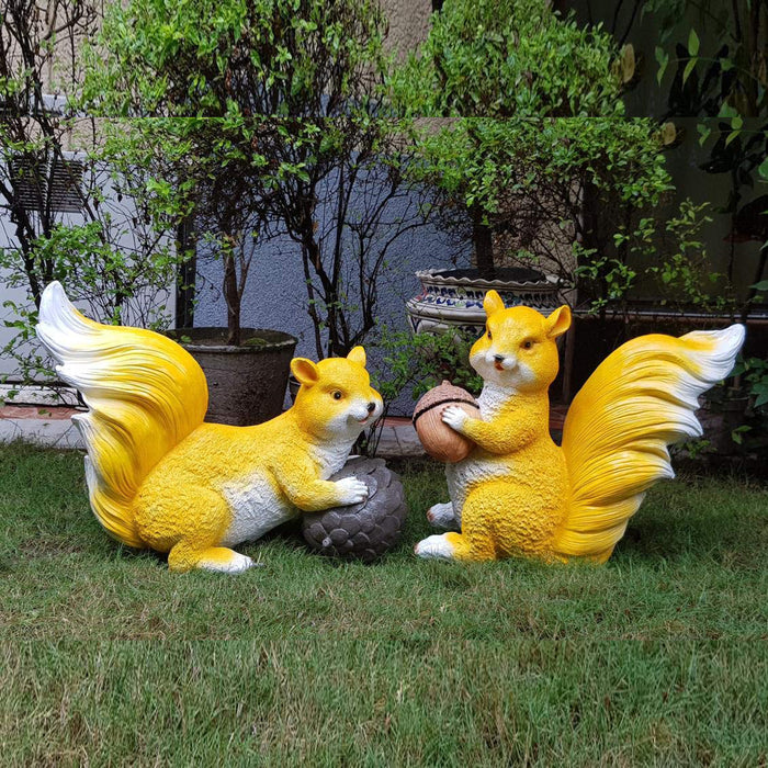 (Set of 2) Big Squirrel Statue for Home and Outdoor Garden