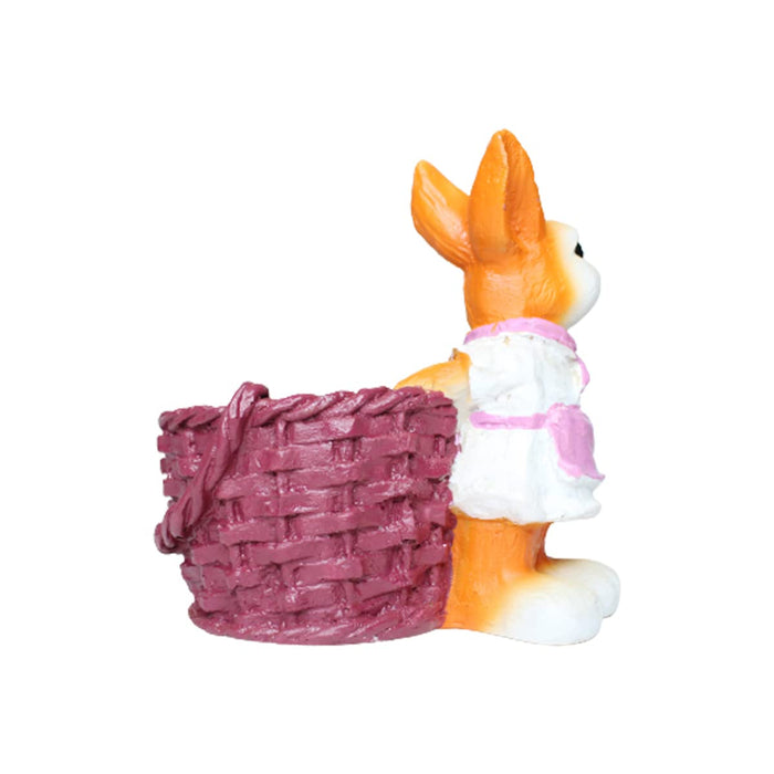 Bunny with Basket Planter Resin Pot