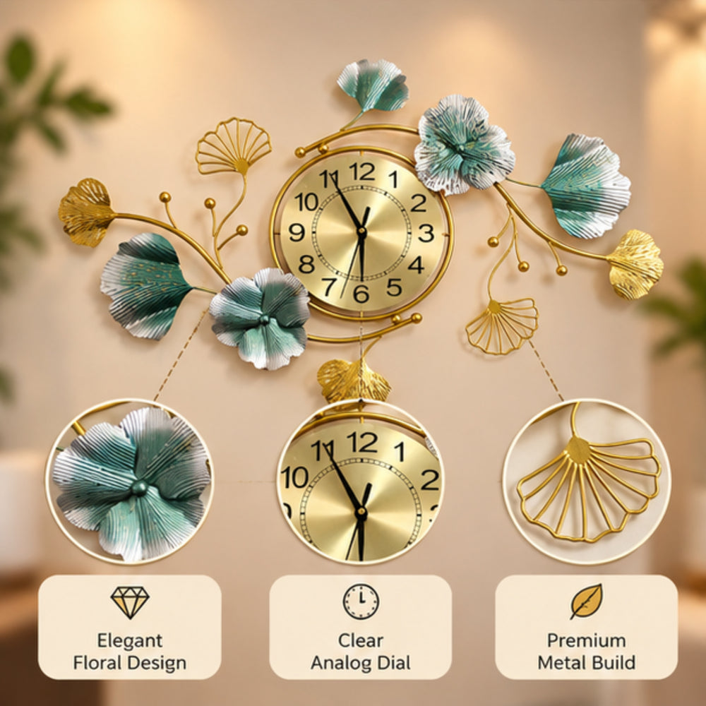 Wall Decor - Luxury Leaf Wall Clock