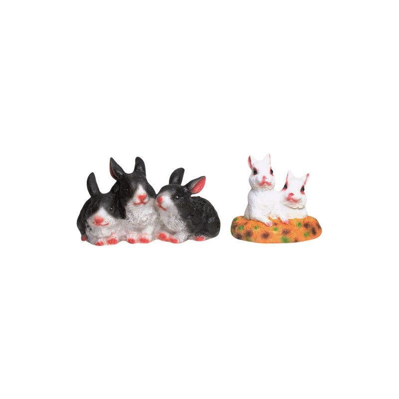3 Joint Rabbits & 2 Hare in hole, made of Resin Statue for decoration