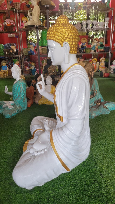 3 ft Buddha Statue (Ashirwad) for Home and garden decor ( Golden & White)