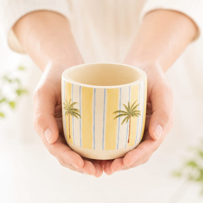 Hand-Painted Terracotta Palm Planter