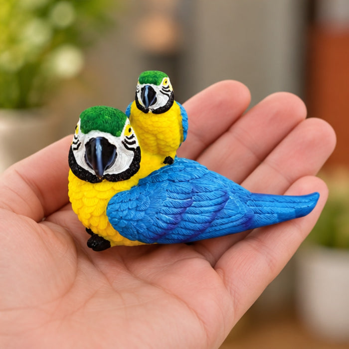 Tropical Blue and Gold Macaw Parrot Figurine – Decorative Exotic Bird Couple Statue