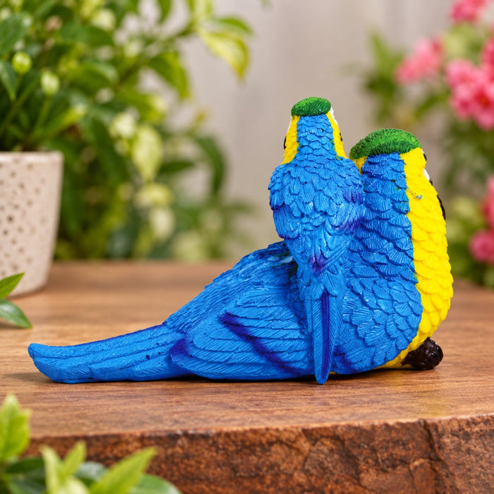 Tropical Blue and Gold Macaw Parrot Figurine – Decorative Exotic Bird Couple Statue