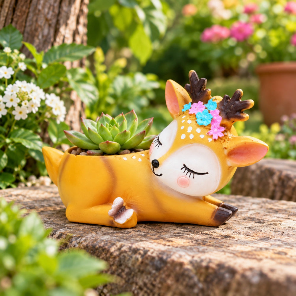 Lying Deer Succulent Pot for Home Decoration