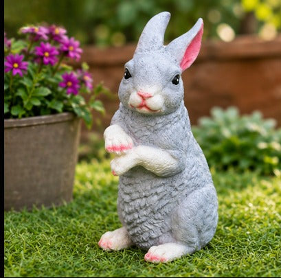 ( Set of 2)  Resin garden decor Sitting and Standing Rabbits & Single Sitting & Standing Bunny