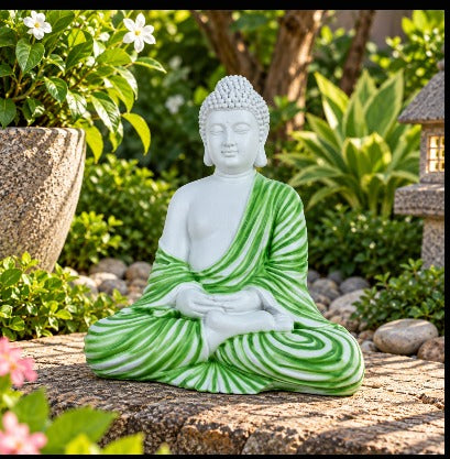 14 inches Ashirvad Avastha Buddha Resin Statue, (Beige) showpiece, Gift