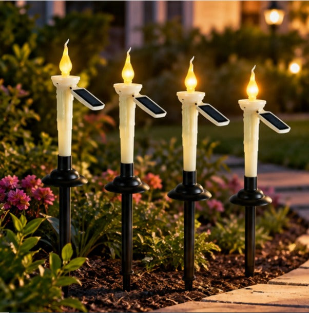 Solar-Powered Flame Candle Garden Stakes (Set of 2) & (Set of 4 )– LED  Lighting