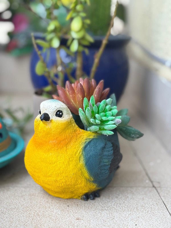3.2 Inch Whimsical Hand-Painted Bird Succulent Planter – Decorative Resin Bird Pot for Indoor Plants, Cactus, and Office Decor- Plant Not Included
