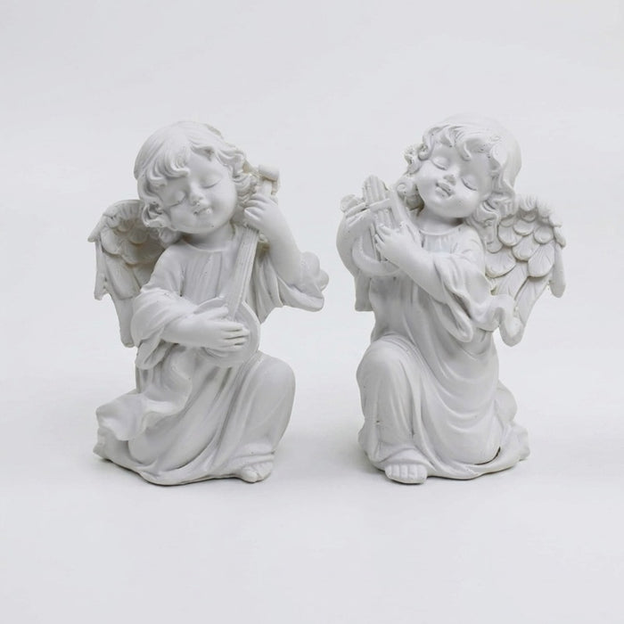 Wonderland Beautiful White Angel Set (2 Pieces) – Showpiece For Home Decoration, Living Room, Garden, and Gifting