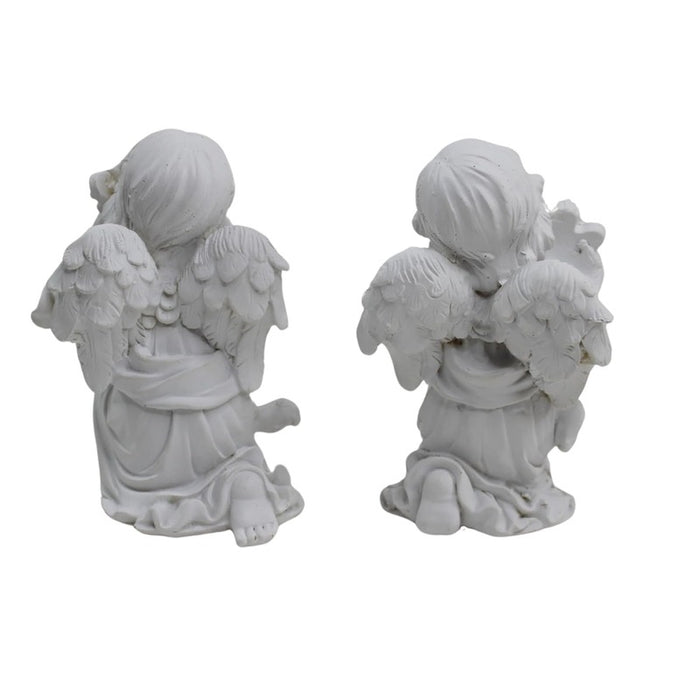 Wonderland Beautiful White Angel Set (2 Pieces) – Showpiece For Home Decoration, Living Room, Garden, and Gifting