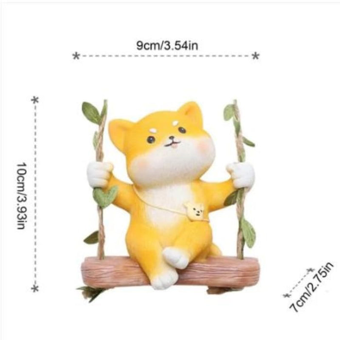 Wonderland Whimsical Forest Swing Duo – Hand-Painted Bear & Fox Hanging Figurines for Fairy Gardens, Potted Plants, and Outdoor Decor (Set of 2)- Bear-3.9x2.7x3.7inch, Fox- 3.5x2.7x3.9inch