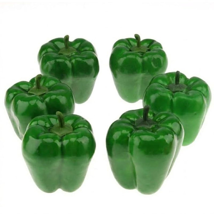 6-Piece Realistic Artificial Green Bell Peppers/ Capsicum – Faux Vegetable Props for Home Decor, Kitchen Display, and Photography
