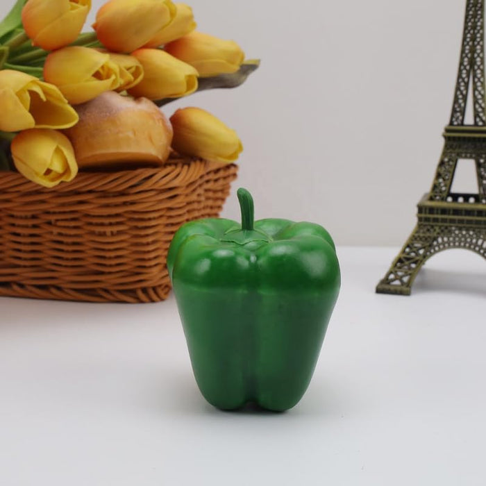 6-Piece Realistic Artificial Green Bell Peppers/ Capsicum – Faux Vegetable Props for Home Decor, Kitchen Display, and Photography