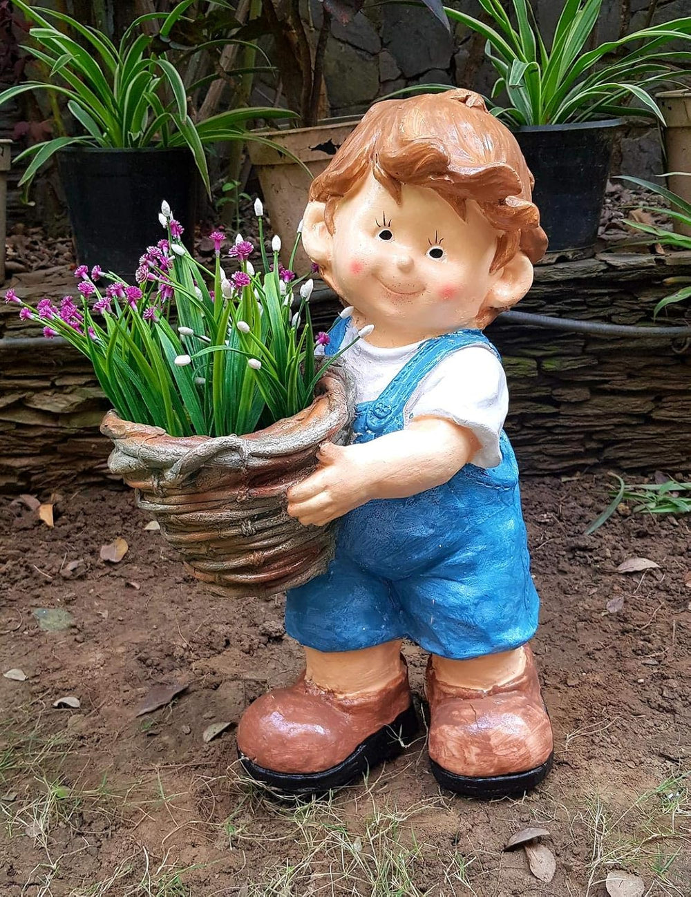 Boy with Pot (Standing) Planter, planters for Garden pots and planters, Home Decor, Garden Decor, Garden pots for Balcony Decoration, Kids Room, Gift