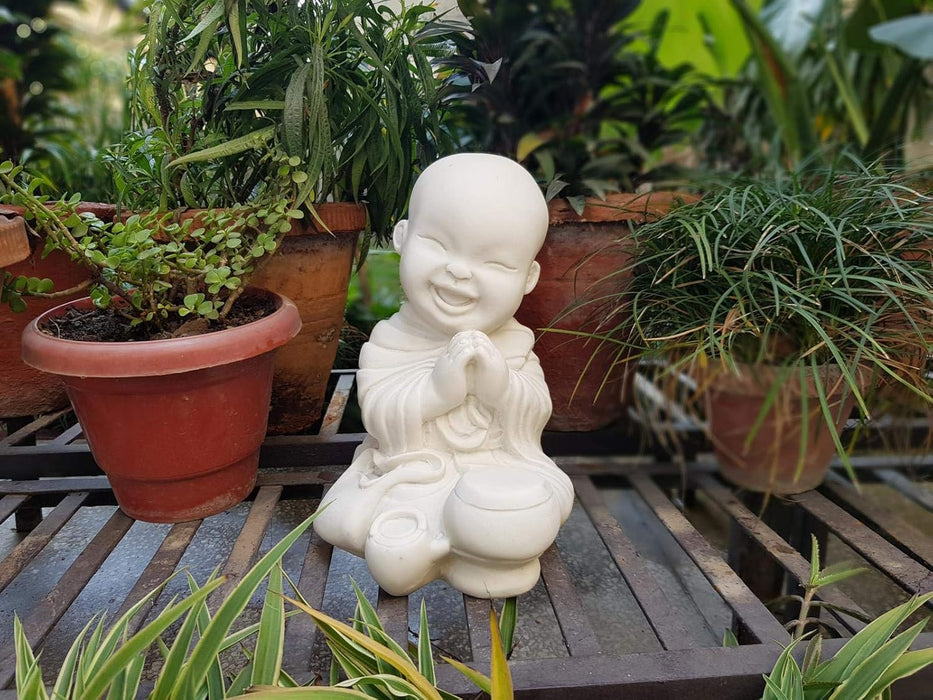 Baby Monk Sitting with Folded Hands (Buddha Statue, Monk Statue, Garden Statue, Outdoor décor, Resin décor) (Feng Shui Items, Zen Garden)