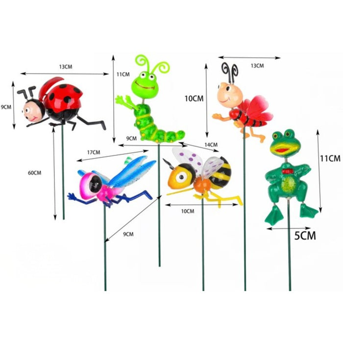 Whimsical Hand-Painted Metal Garden Stakes – Animated Ladybug and Bumblebee Outdoor Decor Set